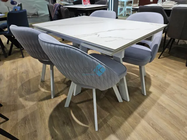 Стол SKM110 Белый мрамор (керамогранит матовый) 4