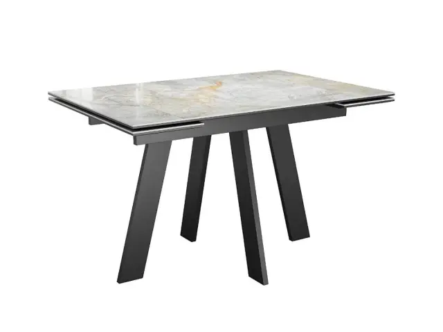 Кухонный стол раскладной Dikline SKM120 Керамика Titanium Silver River Polished/опоры черные