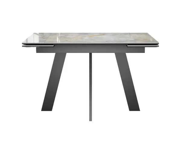 Кухонный стол раскладной Dikline SKM120 Керамика Titanium Silver River Polished/опоры черные 5