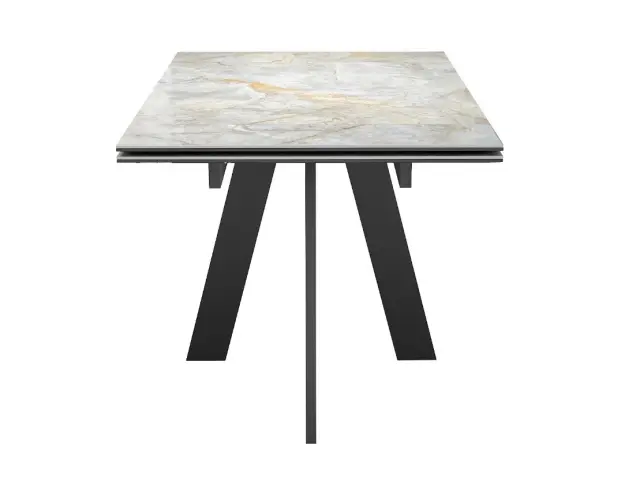 Кухонный стол раскладной Dikline SKM120 Керамика Titanium Silver River Polished/опоры черные 6
