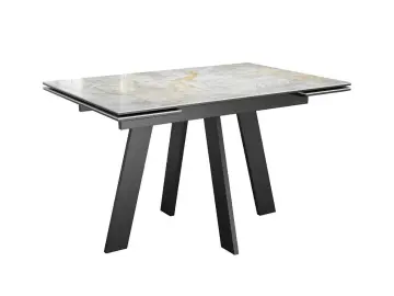 Кухонный стол раскладной Dikline SKM120 Керамика Titanium Silver River Polished/опоры черные