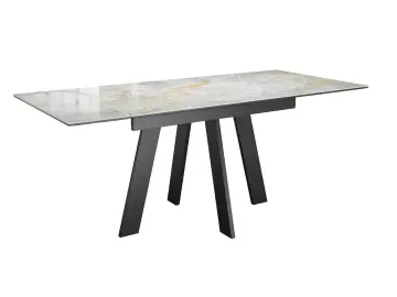Кухонный стол раскладной Dikline SKM120 Керамика Titanium Silver River Polished/опоры черные