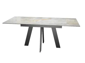 Кухонный стол раскладной Dikline SKM120 Керамика Titanium Silver River Polished/опоры черные