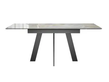 Кухонный стол раскладной Dikline SKM120 Керамика Titanium Silver River Polished/опоры черные