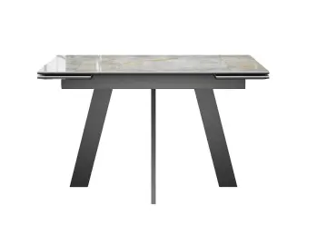 Кухонный стол раскладной Dikline SKM120 Керамика Titanium Silver River Polished/опоры черные