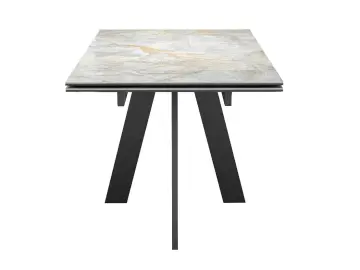 Кухонный стол раскладной Dikline SKM120 Керамика Titanium Silver River Polished/опоры черные