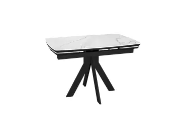 Стол DKU120 Белый мрамор/опоры черные (керамогранит матовый)