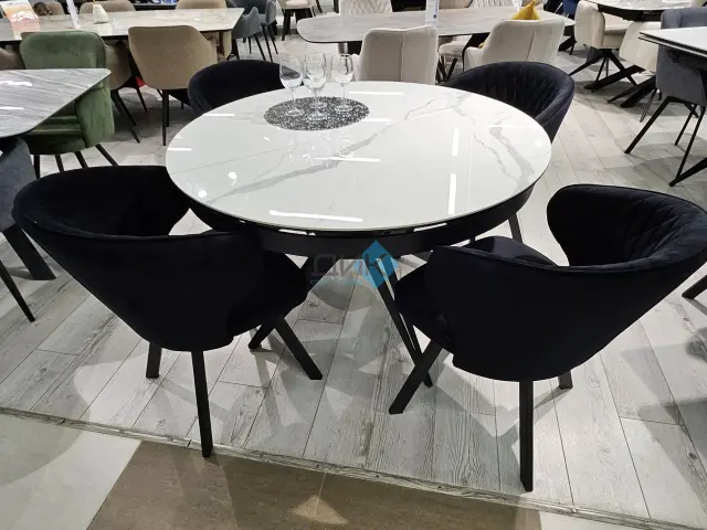 Стол KW120 белый мрамор C11 (керамогранит глянец) 5