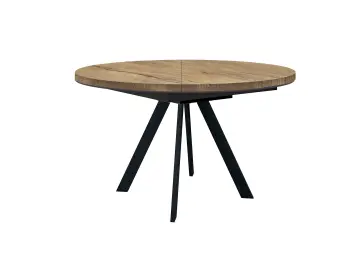 Стол RD120 Дуб Галифакс/черные круглый раздвижной