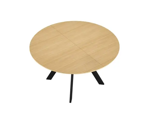 Стол RD120 Дуб Каселла/черные круглый раздвижной 3