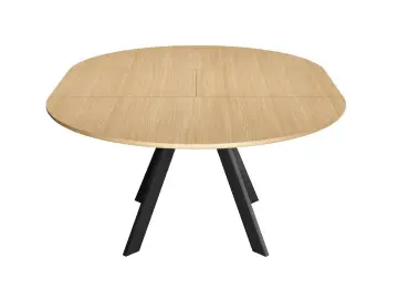 Стол RD120 Дуб Каселла/черные круглый раздвижной