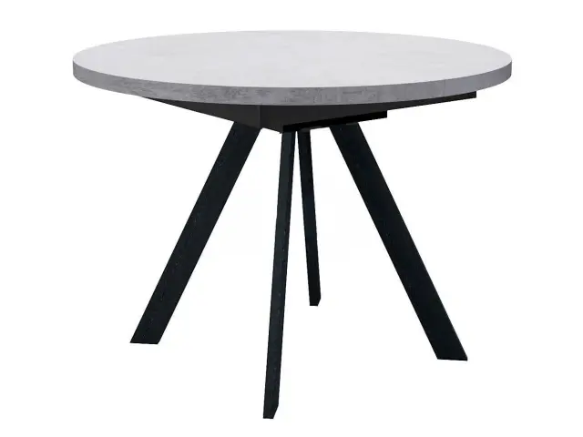 Стол RD100 Бетон/черные круглый раздвижной 1