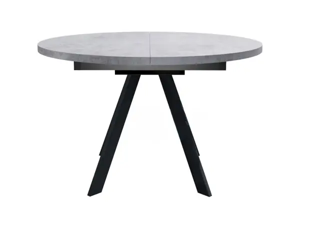 Стол RD100 Бетон/черные круглый раздвижной 3