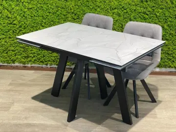 Стол WINGS Жемчужный Перито/Черный раздвижной