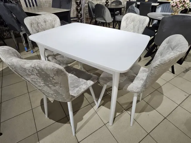 M15 белый/стекло белое стол раздвижной 3