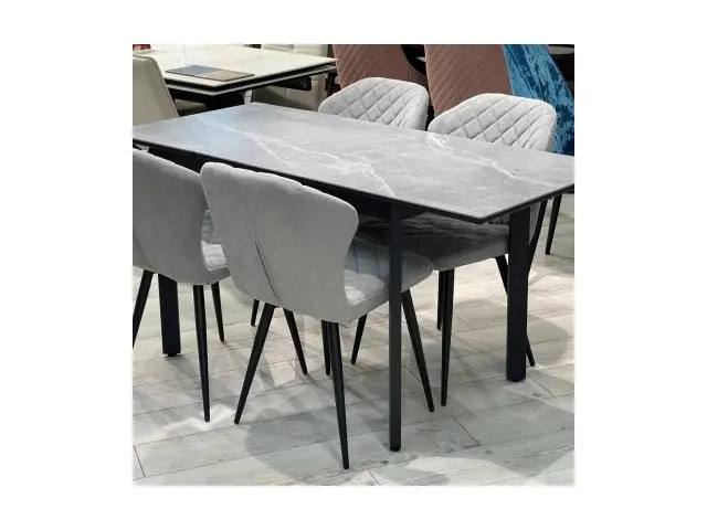 Кухонный стол DikLine LK110 Керамика Серый мрамор/подстолье черное/опоры черные 8