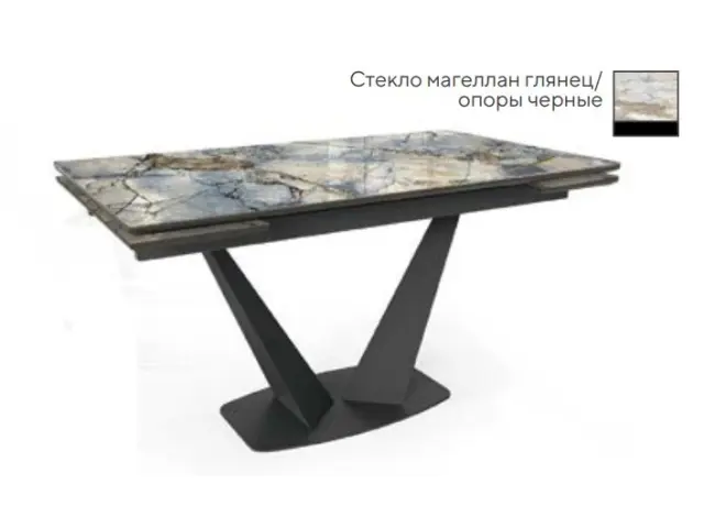 Стол раздвижной SFV 140, стекло магеллан глянец/ножки черные