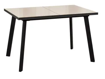 Кухонный стол раскладной Dikline HBS120 Стекло крем/ножки черные 1 small