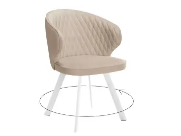 Обеденный стул 249 Поворотный, Микровелюр B03 Beige / опоры белые