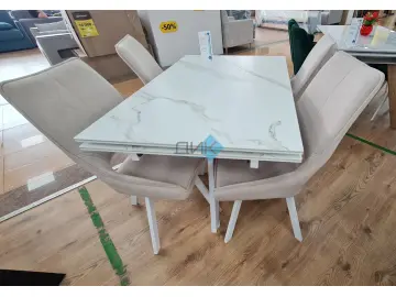 Стол SKM140 Белый мрамор (керамогранит матовый)