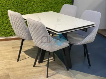 Стол SKM120 Белый мрамор (керамогранит матовый)