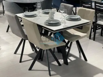 Стол SKM120 Белый мрамор (керамогранит матовый)