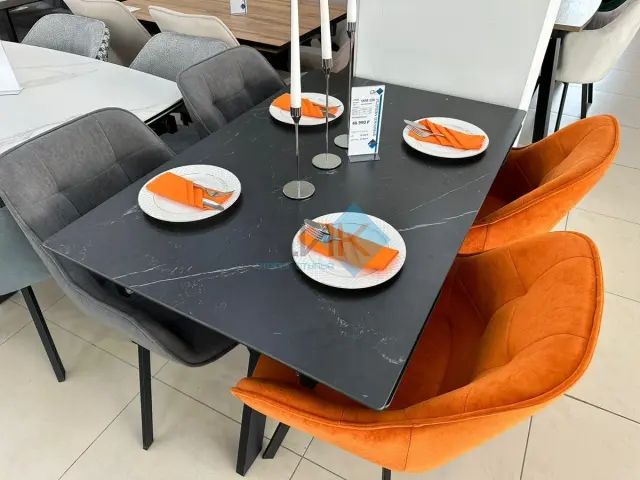 Стол SKM120 Черный мрамор (керамогранит матовый) 2