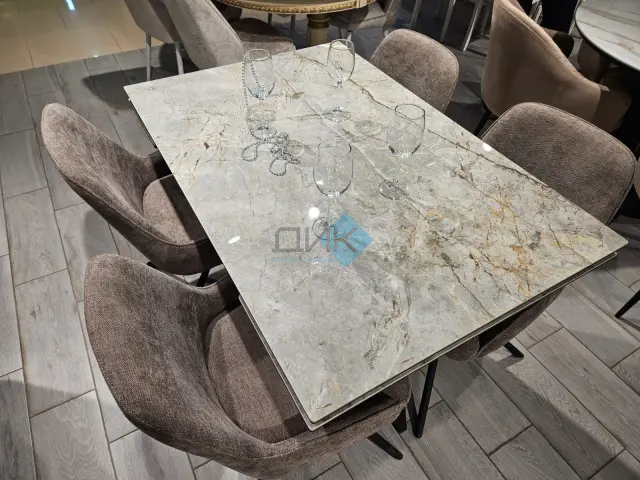 Стол SKM120 Titanium Silver River Polished (керамогранит глянцевый) 2