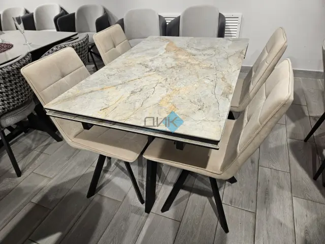 Стол SKM120 Titanium Silver River Polished (керамогранит глянцевый) 5