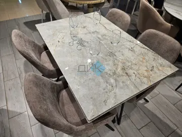 Стол SKM120 Titanium Silver River Polished (керамогранит глянцевый)