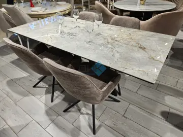 Стол SKM120 Titanium Silver River Polished (керамогранит глянцевый)