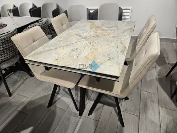 Стол SKM120 Titanium Silver River Polished (керамогранит глянцевый)