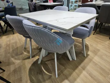 Стол SKM110 Белый мрамор (керамогранит матовый)