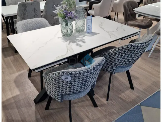 Стол SFE140 Белый мрамор (керамогранит матовый) 2