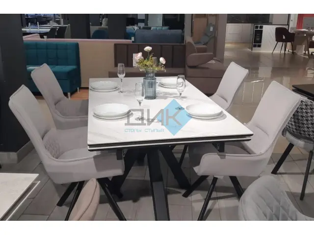 Стол SFE140 Белый мрамор (керамогранит матовый) 3