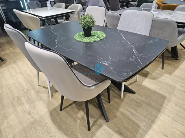 Стол KM160 черный мрамор С45 (керамогранит матовый) 2