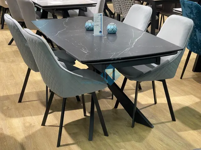 Стол KM160 черный мрамор С45 (керамогранит матовый) 3