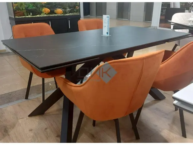 Стол KX160 черный мрамор С45 (керамогранит матовый) 3