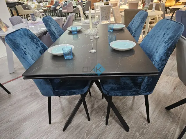 Стол KX160 черный мрамор С45 (керамогранит матовый) 4