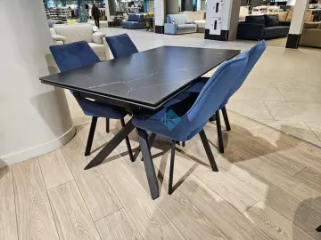 Стол KX160 черный мрамор С45 (керамогранит матовый)