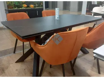 Стол KX160 черный мрамор С45 (керамогранит матовый)