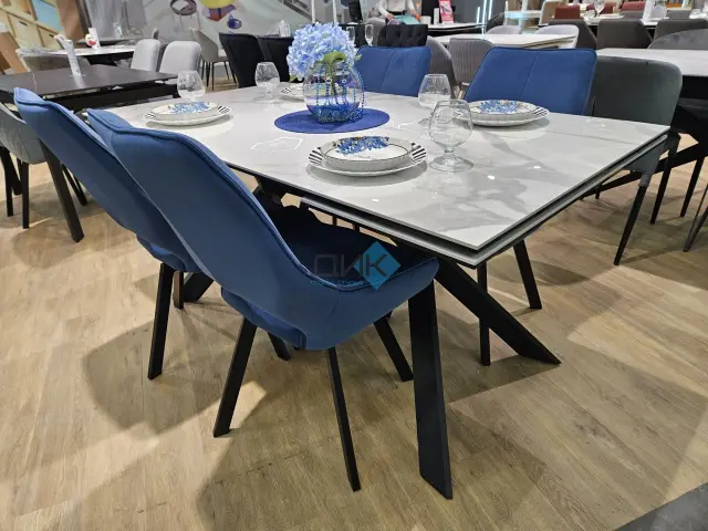 Стол KX160 белый мрамор C39 (керамогранит глянцевый) 2