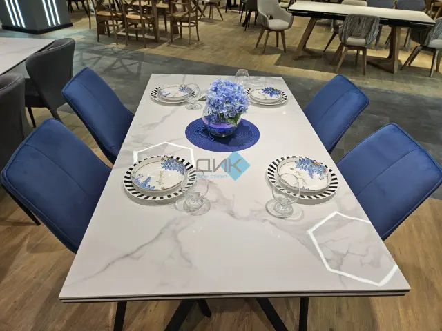 Стол KX160 белый мрамор C39 (керамогранит глянцевый) 3