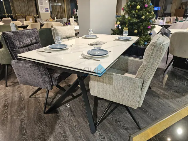 Стол KX160 белый мрамор C39 (керамогранит глянцевый) 5