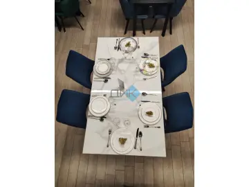 Стол KX160 белый мрамор C39 (керамогранит глянцевый)