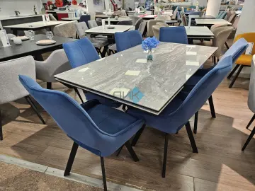 Стол KX160 серый мрамор C31 (керамогранит глянцевый)