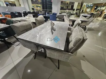 Стол KX160 серый мрамор C31 (керамогранит глянцевый)