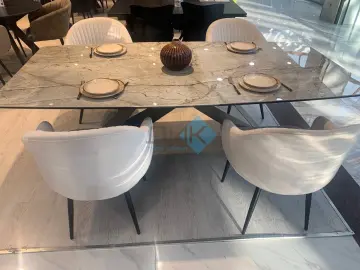 Стол SKY220 Titanium Silver River Polished (керамогранит глянцевый)