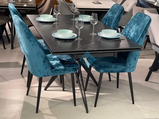 Стол KW160 мрамор черный С45 (керамогранит матовый) 2