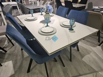 Стол KW160 белый мрамор С41 (керамогранит матовый)